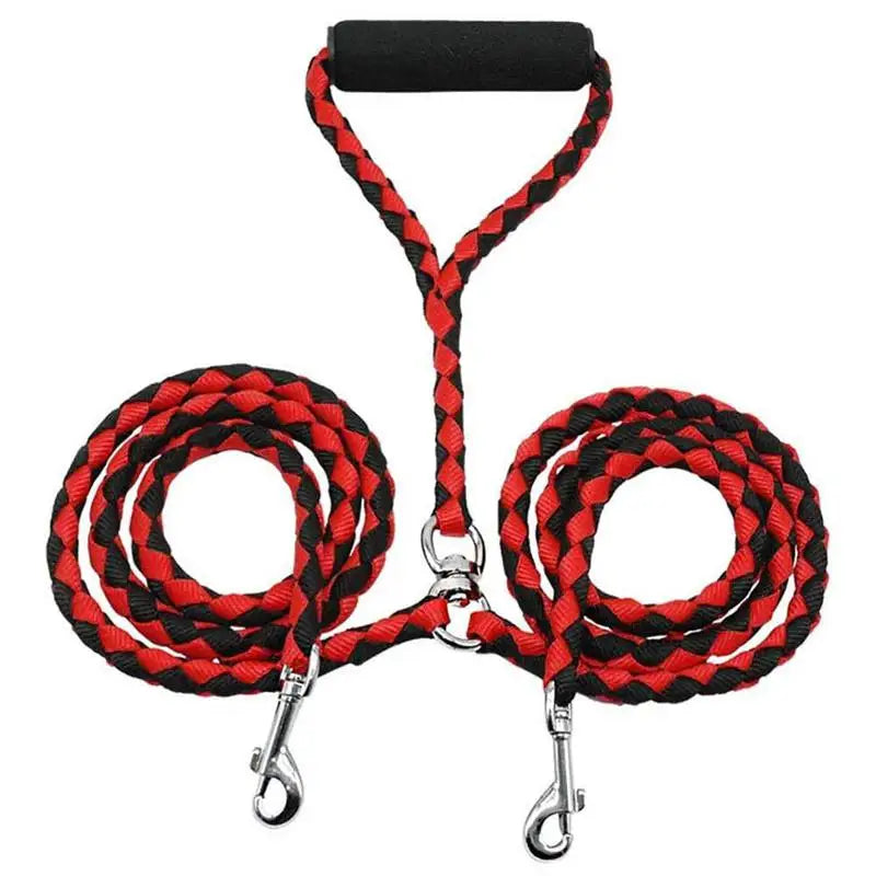 Pet Double Leash 360 Degree Rotation Knotless Dog Walking Leash Nylon Safe Traction Ropes
