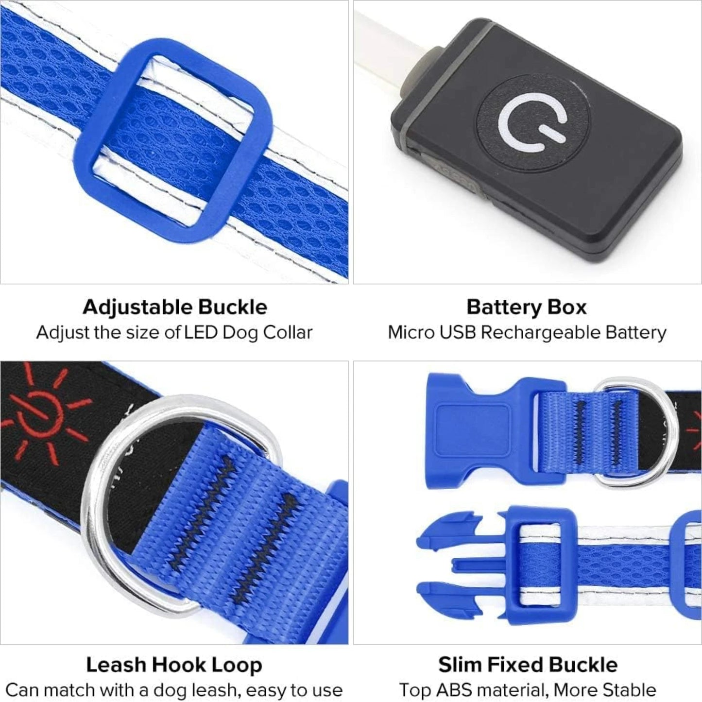 Comfortable Neon Green LED Dog Collar Lights USB Rechargeable Adjustable Soft Mesh for Small Medium Large Dogs