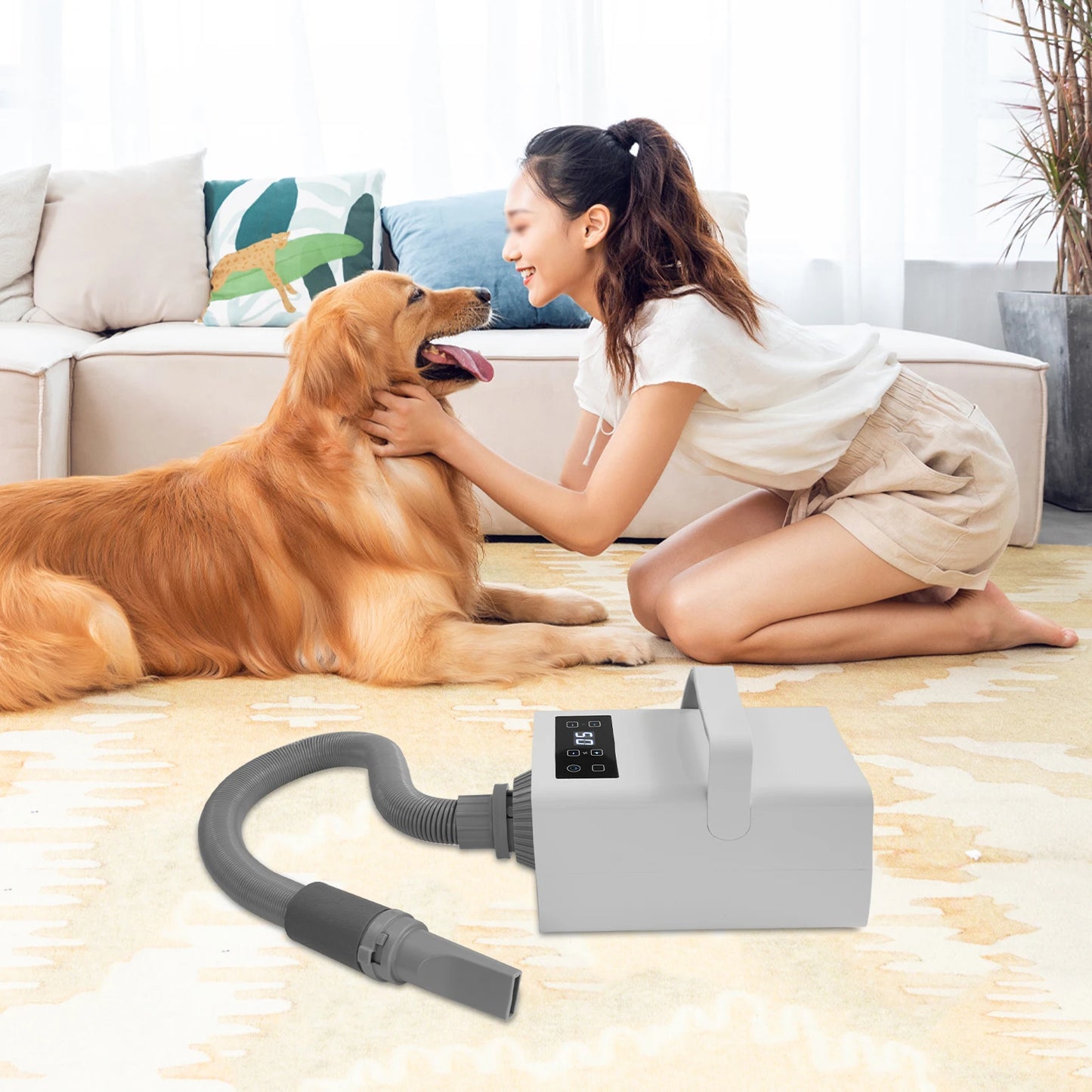 110V Puppy Blowing Grooming Dryer Pet Hair Drying Cats Dogs Fur Grooming Blow Dryer Adjustable LCD 2200W