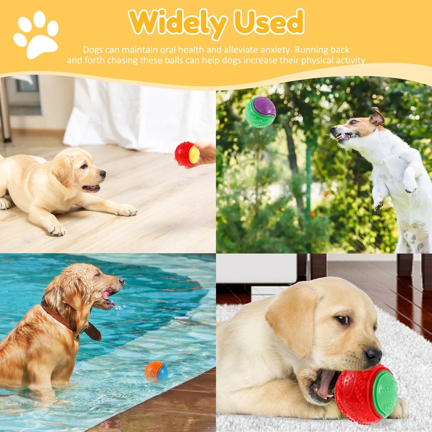 6Pcs Squeaky Balls Toys Dogs Interactive Toys TPR Dog Chew Toy for Dog Pet Teeth Cleaning Bite Resistance Pet Supplies