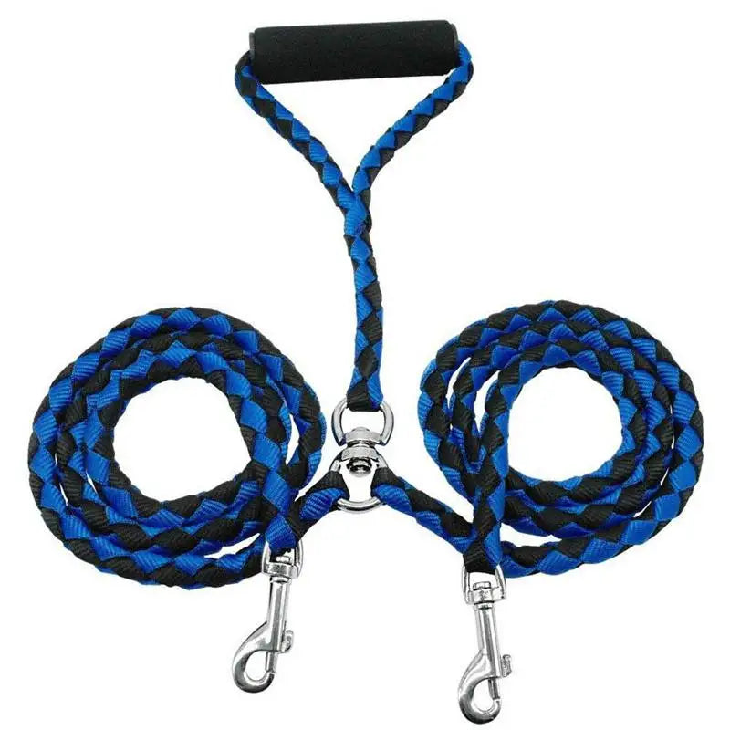 Pet Double Leash 360 Degree Rotation Knotless Dog Walking Leash Nylon Safe Traction Ropes
