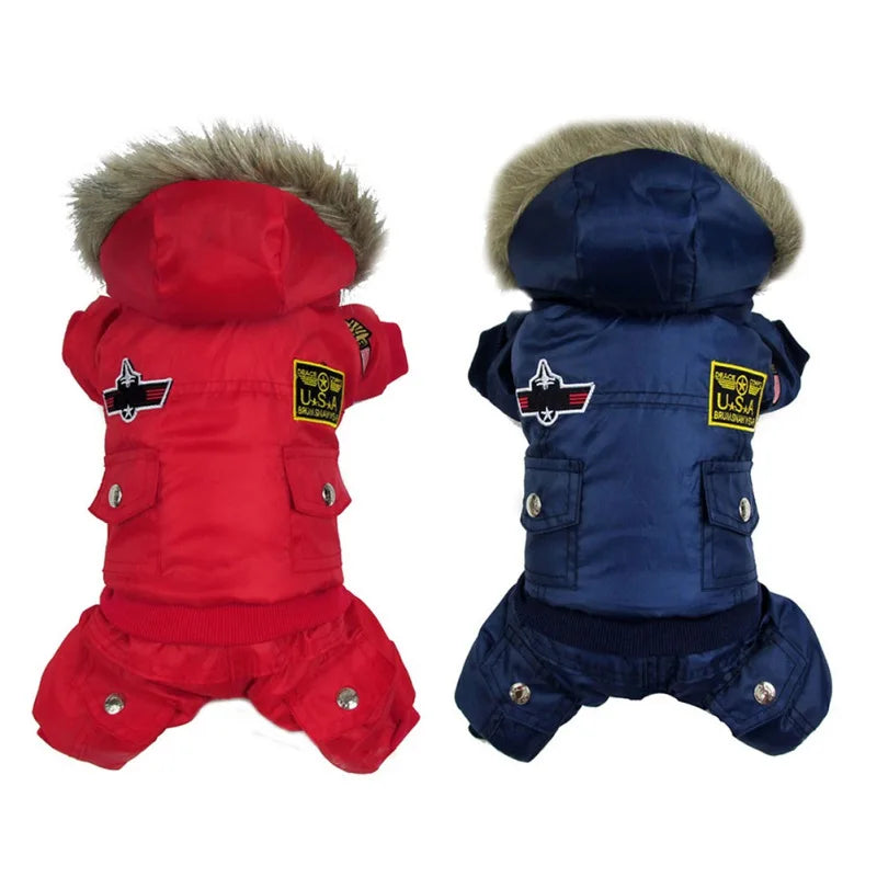Autumn Winter Warm Dog Jacket Hooded Padded Coat for Small Medium Dogs Waterproof Jumpsuit