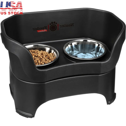 Mess Proof Elevated Dog Bowl Stand Stainless Steel Anti Splash Feeding Station Easy to Clean for Large Breeds
