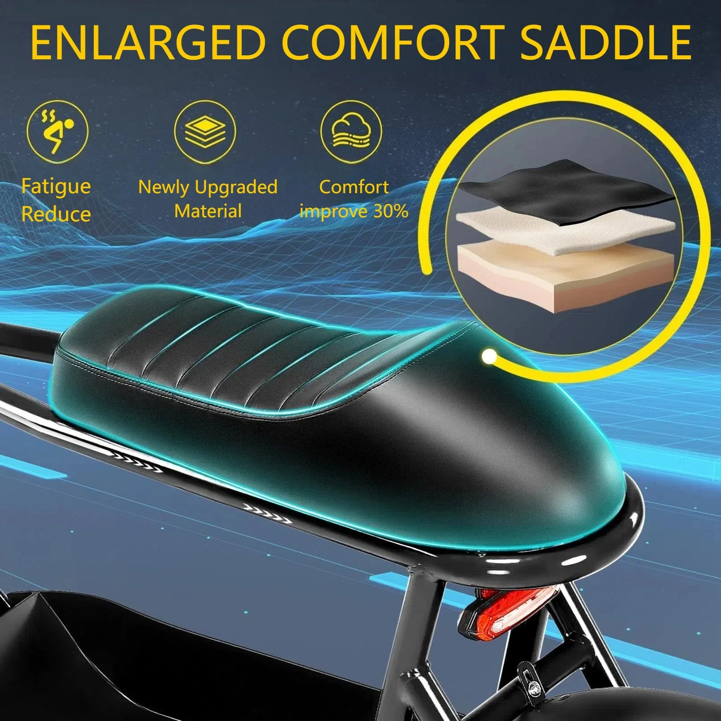 Peak 819W Electric Scooter With Seat For Adults 16 Inch Fat Tire All Terrain Commuter Ebike For Teens With Carry Basket