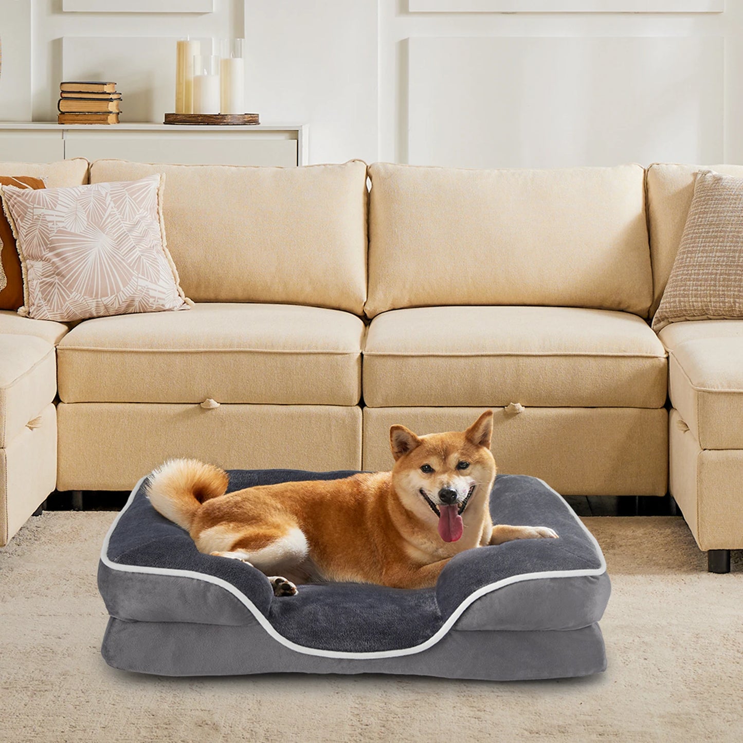 JHK Orthopedic Dog Bed Memory Foam Pet Bed for Small Dogs and Cats Washable Removable Cover Non Slip Base Waterproof Liner