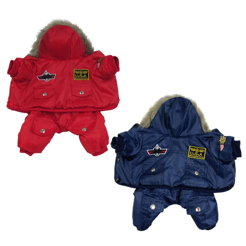 Autumn Winter Warm Dog Jacket Hooded Padded Coat for Small Medium Dogs Waterproof Jumpsuit