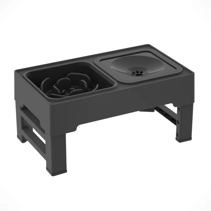 Elevated Dog Food Slow Feeder with Adjustable Heights Raised Dog Bowl Stand and Stainless Steel Bowls Anti Slip Dog Water Bowl