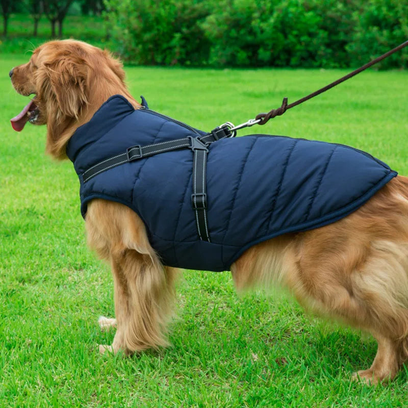 Winter Warm Waterproof Dog Jacket Pet Coat Fleece Harness Vest for Small and Large Dogs