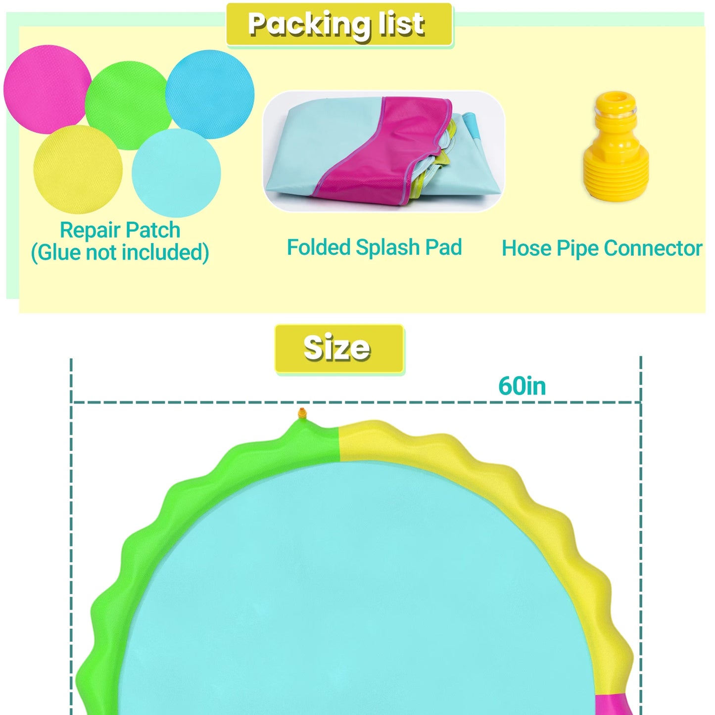 Splash Pad For Dogs Non Slip Splash Pad For Pets Summer Outdoor Water Toys Sprinkler Pool For Dogs Outdoor Play