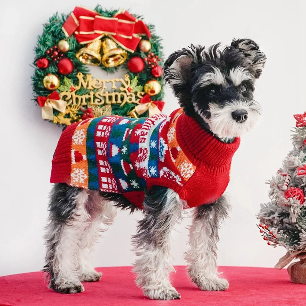 Puppy Christmas Sweater Cute Winter Knitwear for Small Dogs and Cats Warm Pet Clothing