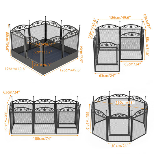 8 Panels DIY Heavy Duty Dog Playpen Indoor Outdoor Metal Fence with Waterproof Fertility Pad for Whelping and Training