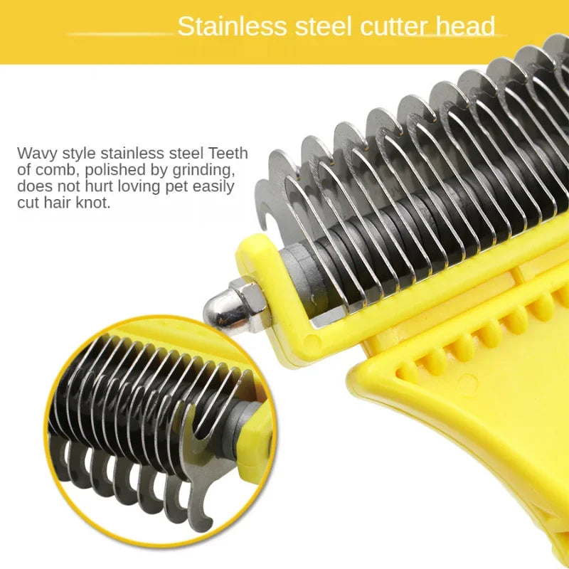 Pet Cat Dog Comb Brush Large Dogs Open Knot Rake Knife Stainless Double-sided Hair Shedding Comb Pet Grooming Products Tool