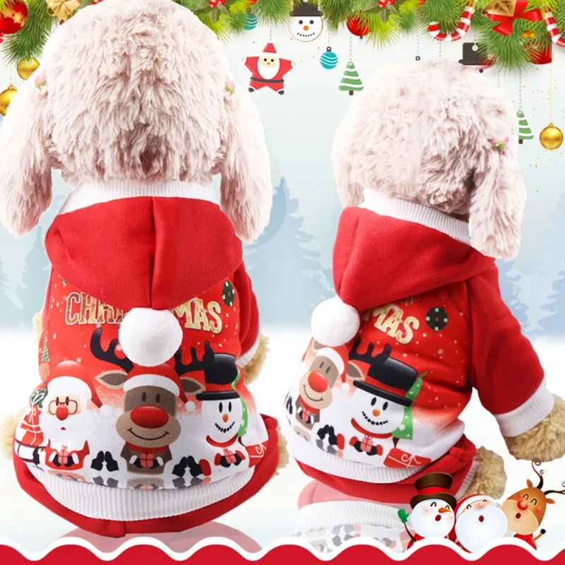 Christmas Dog Coat Sweater Pet Clothes Warm Hoodies for Small Medium Dogs Chihuahua New Year Costume