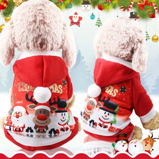 Christmas Dog Coat Sweater Pet Clothes Warm Hoodies for Small Medium Dogs Chihuahua New Year Costume
