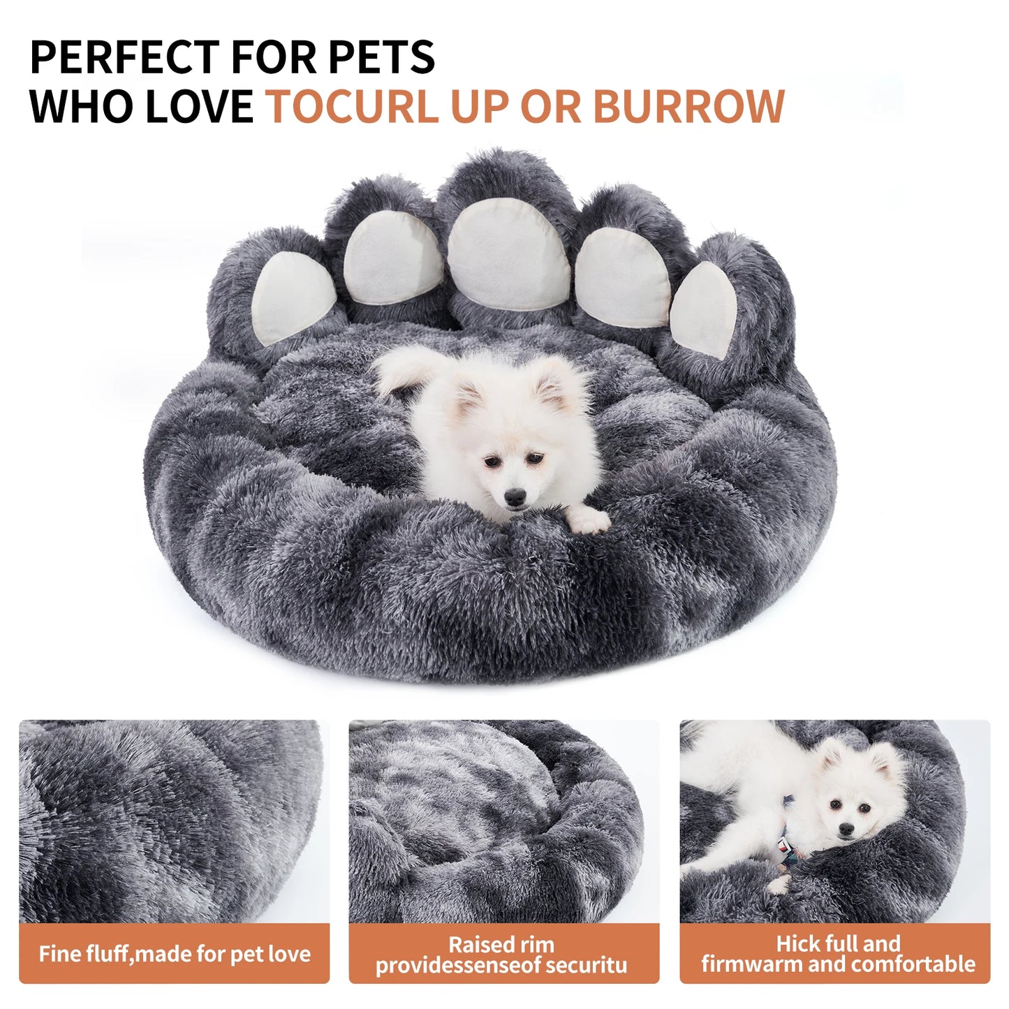 Cozy Comfy Paw Shape Pet Dog Bed Warm Cushion for Fluffy Dogs and Cats Deep Sleeping Thickened Mat