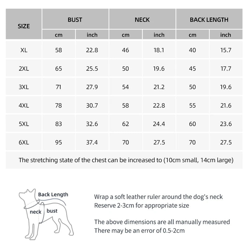 Winter Dog Coat With Reflective Strip Waterproof Windproof Thick Padded Vest For Dogs XL To 6XL