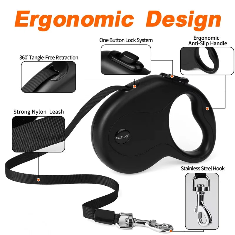 Automatic Retractable Dog Leash for All Breeds Lightweight Durable Pet Walking Tool
