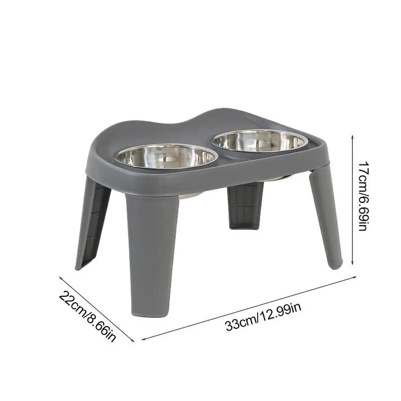 Elevated Dog Feeder with Foldable Raised Stand and Double Stainless Steel Bowls for Small Medium Large Dogs