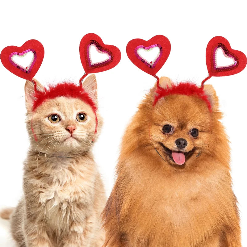 Pet Christmas Headwear Cat Dog Valentine's Day Love Headband Hair Accessories Party Dress Up Supplies