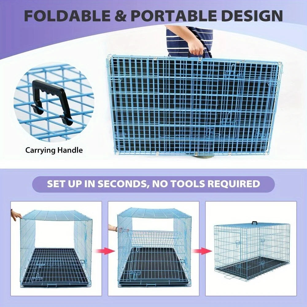 Folding Wire Kennel for Large Dog Crate with Heavy Duty Slide Bolt Latches