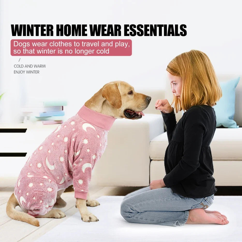 Soft Dog Pajamas Warm Fleece Stretchable Onesie Full Body Jumpsuit Clothing for Dogs