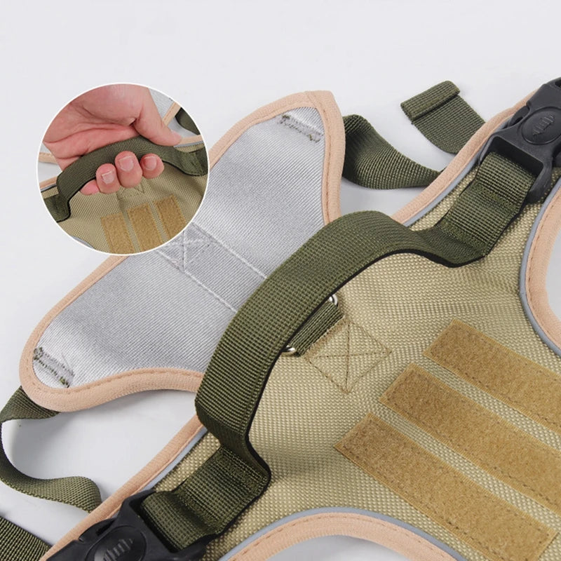 Dog Harness Reflective Medium Large Tactical Vest 1680D Waterproof Oxford Cloth for All Stages