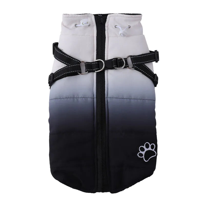 Fashion Color Dog Winter Jacket With Harness Reflective Warm Dog Snow Coat For Small And Medium Dogs Cold Weather Vest Outfit