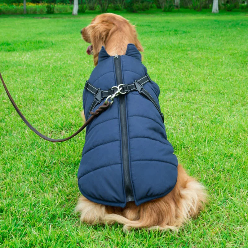 Winter Warm Waterproof Dog Jacket Pet Coat Fleece Harness Vest for Small and Large Dogs