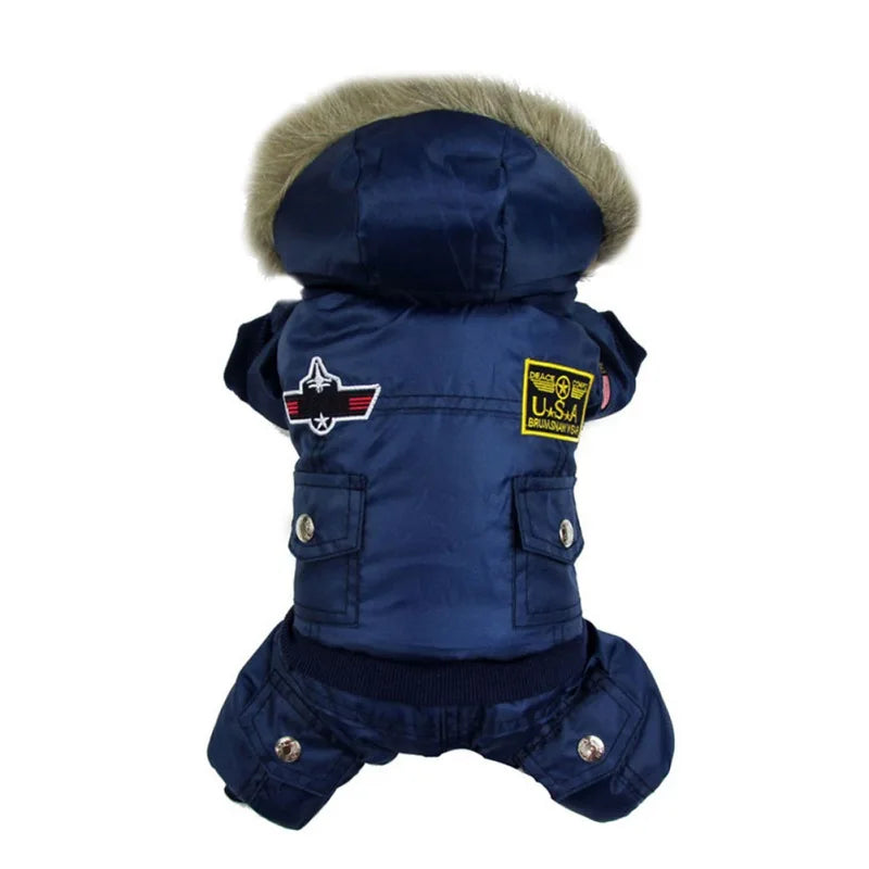 Uniform Autumn Winter Warm Dog Jacket Waterproof Hooded Padded Coat for Small Medium Dogs