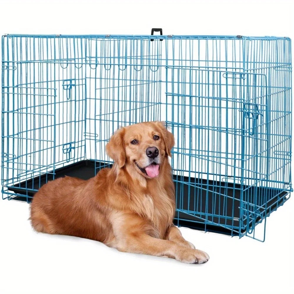 Folding Wire Kennel for Large Dog Crate with Heavy Duty Slide Bolt Latches