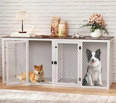 Very /Dog Kennel Furniture For 2 Dogs, Indoor Double Dog Cage For Small Medium Large Dog, Dog Crate With Divider And Double Door