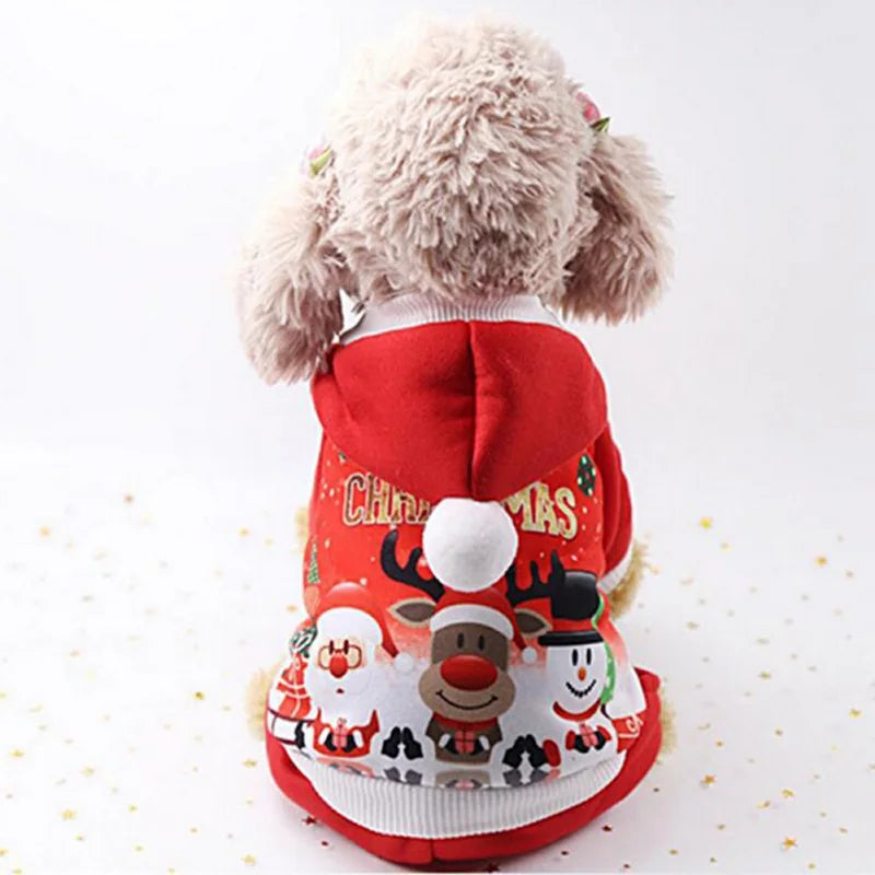 Christmas Dog Coat Sweater Pet Clothes Warm Hoodies for Small Medium Dogs Chihuahua New Year Costume
