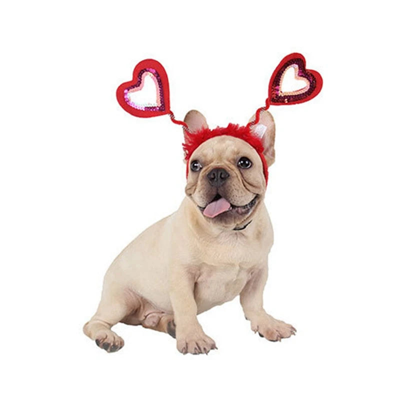 Pet Christmas Headwear Cat Dog Valentine's Day Love Headband Hair Accessories Party Dress Up Supplies