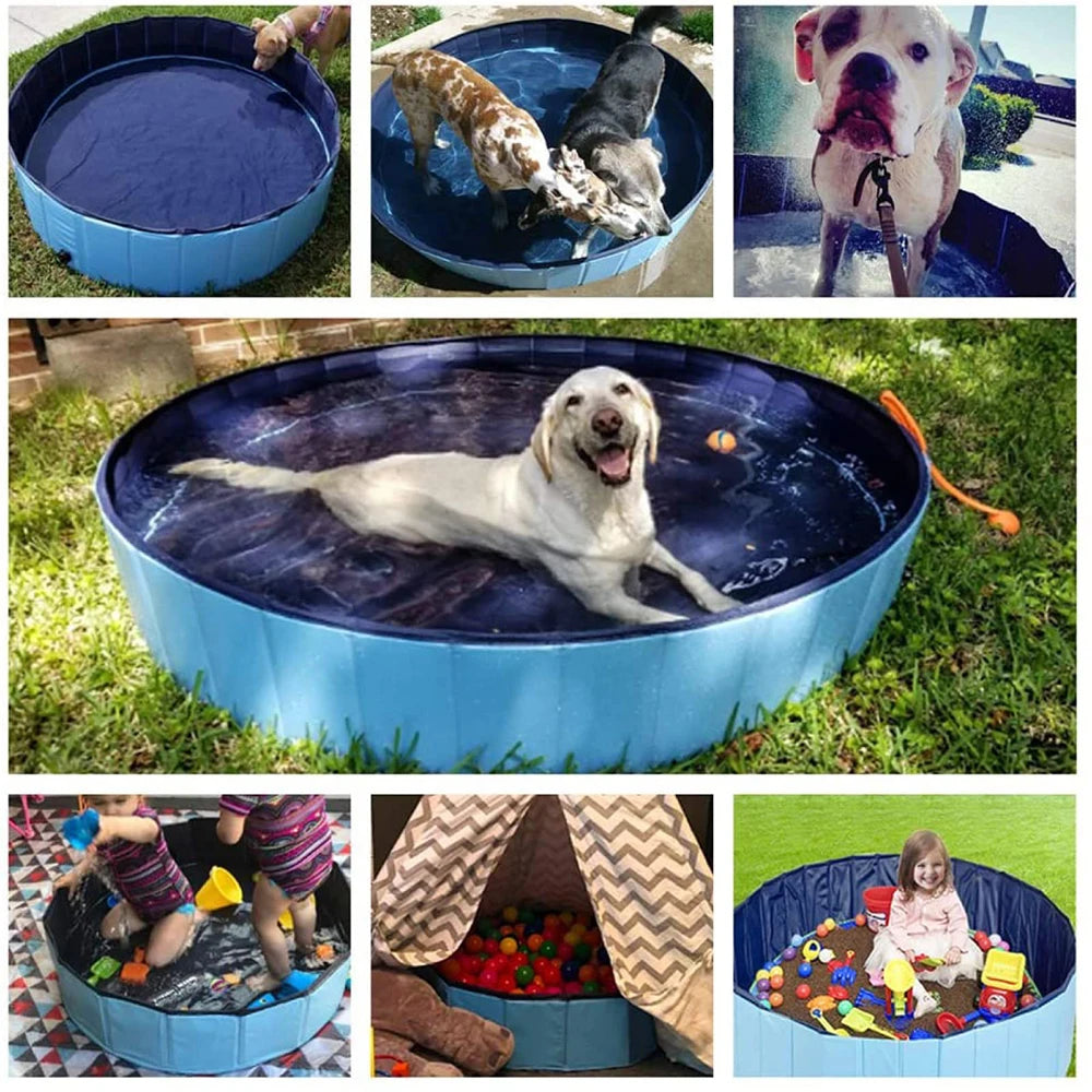 Portable Dog Swimming Pool Bathing Tub for Large Dogs Scratch Resistant Foldable Plastic Pool