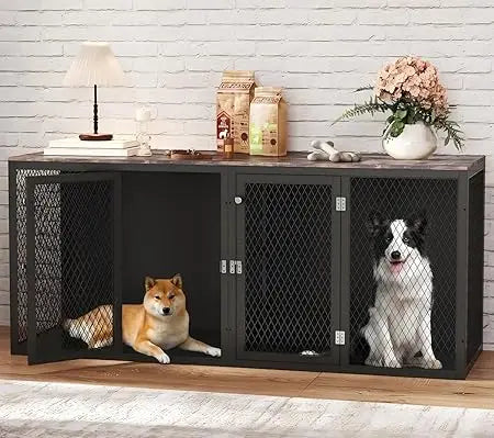Dog Kennel Furniture For Two Dogs Indoor Double Dog Cage With Divider And Double Door Suitable For Small Medium Large Breeds