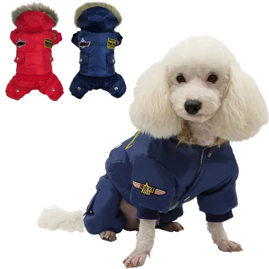 Uniform Autumn Winter Warm Dog Jacket Waterproof Hooded Padded Coat for Small Medium Dogs