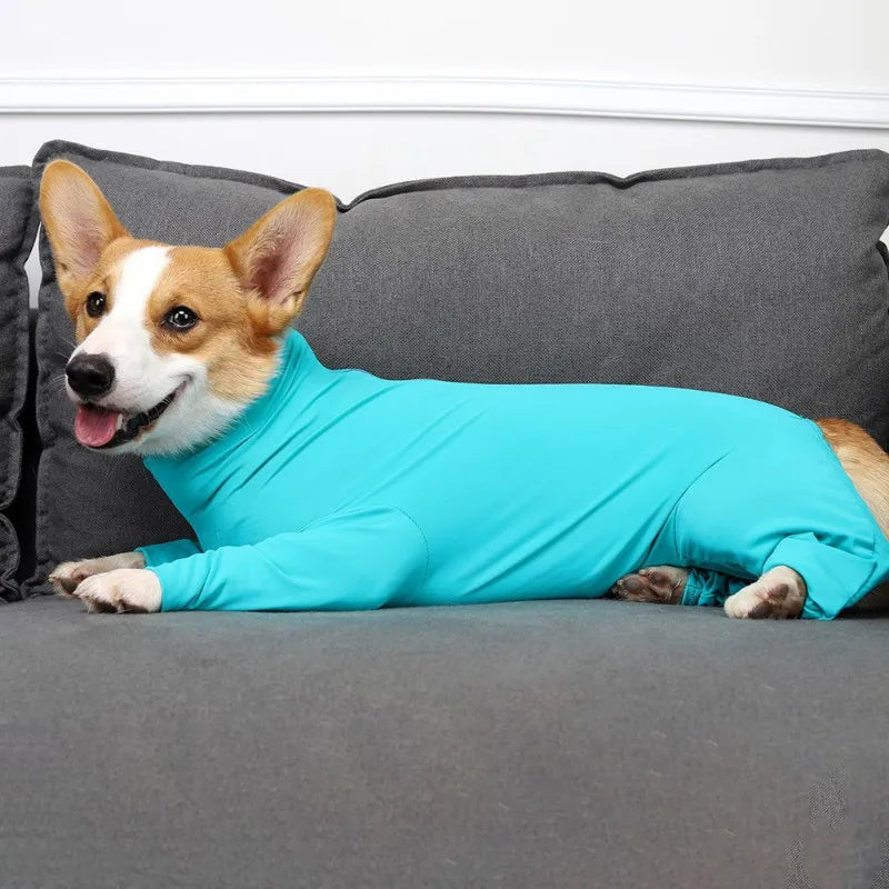 Long Sleeved One Piece Pet Pajamas for Dogs Post Surgery Recovery Shirt Anxiety Relief Outdoor Clothing