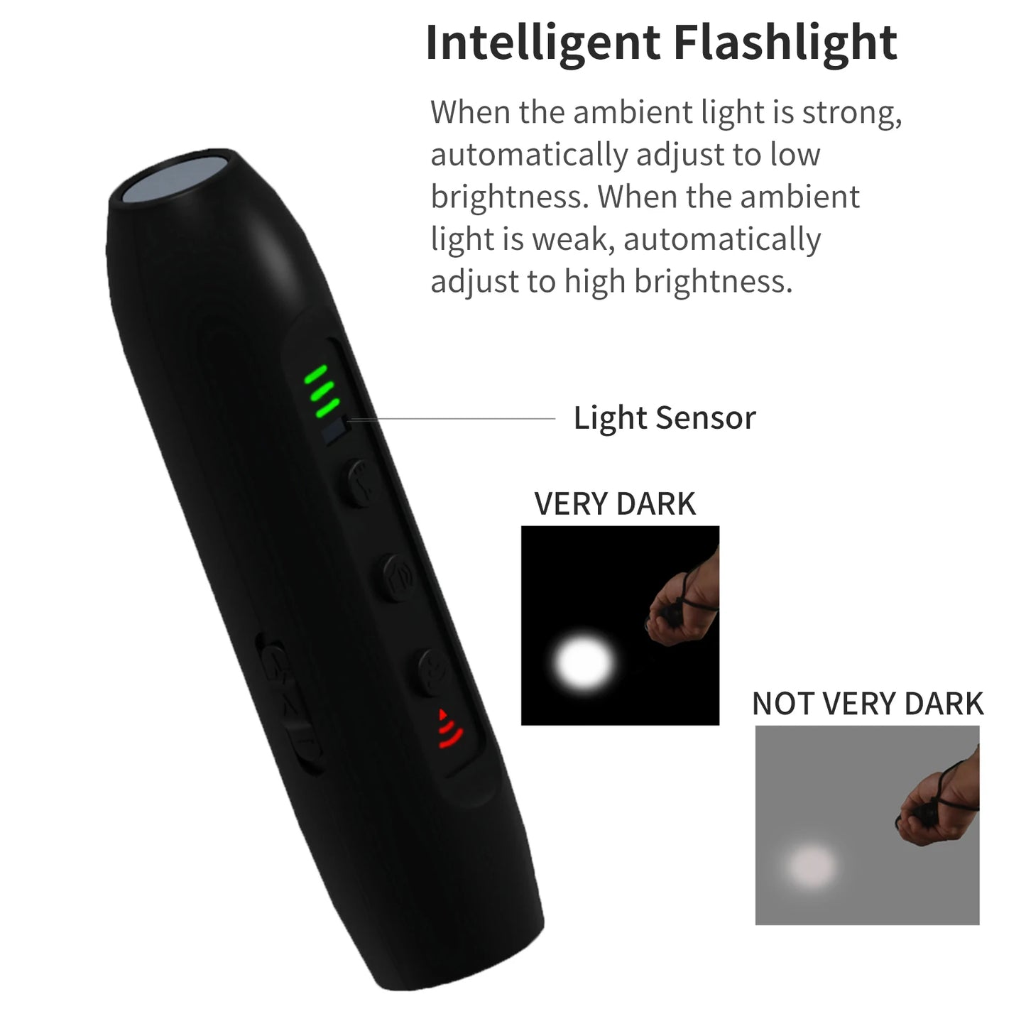 Upgrade Ultrasonic Dog Repeller 3 Modes Portable Rechargeable Device with Intelligent High Brightness Flashlight