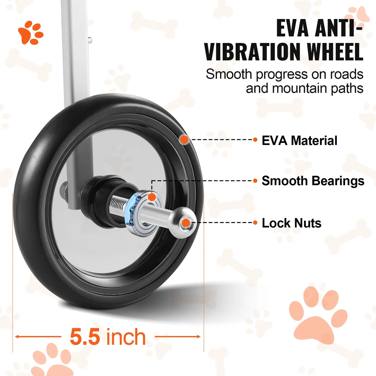 VEVOR 2 Wheels Dog Wheelchair for Back Legs Pet Wheelchair Dog Cart for Injured Disabled Paralysis Hind Limb Weak Pet