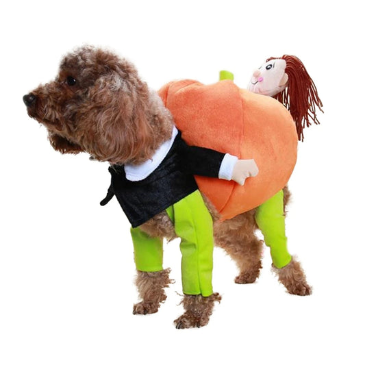 Funny Pet Cosplay Costume for Small and Medium Dogs and Cats Pumpkin Leotard for Halloween and Christmas