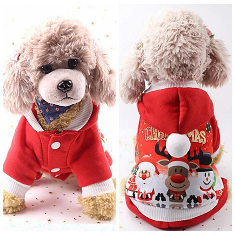 Christmas Dog Coat Sweater Pet Clothes Warm Hoodies for Small Medium Dogs Chihuahua New Year Costume