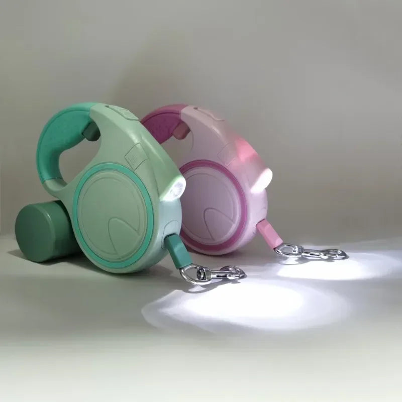 Rope 16 Multifunctional Dog Leash with LED Dispenser Reflective Durable Retractable for Puppy and Dog Walking