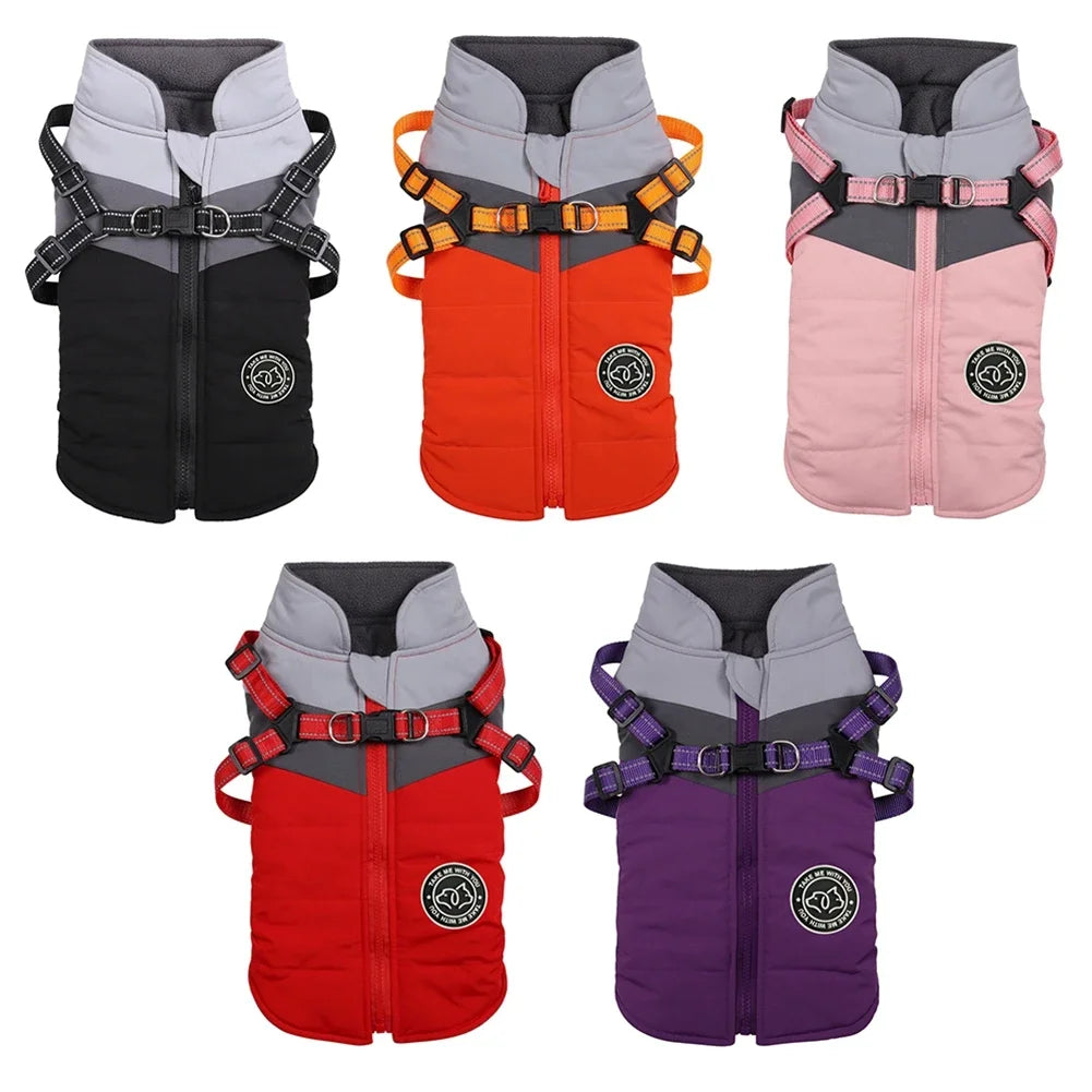 Winter Dog Harness Vest for Small Dogs Waterproof Warm Jacket for Shih Tzu Chihuahua Pug