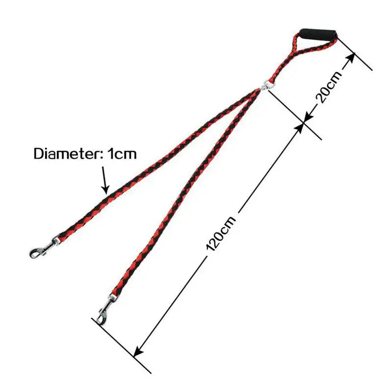 Pet Double Leash 360 Degree Rotation Knotless Dog Walking Leash Nylon Safe Traction Ropes