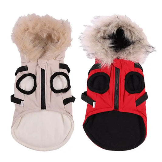 Winter Dog Jacket With Harness Waterproof Hooded Coat For Small And Medium Dogs