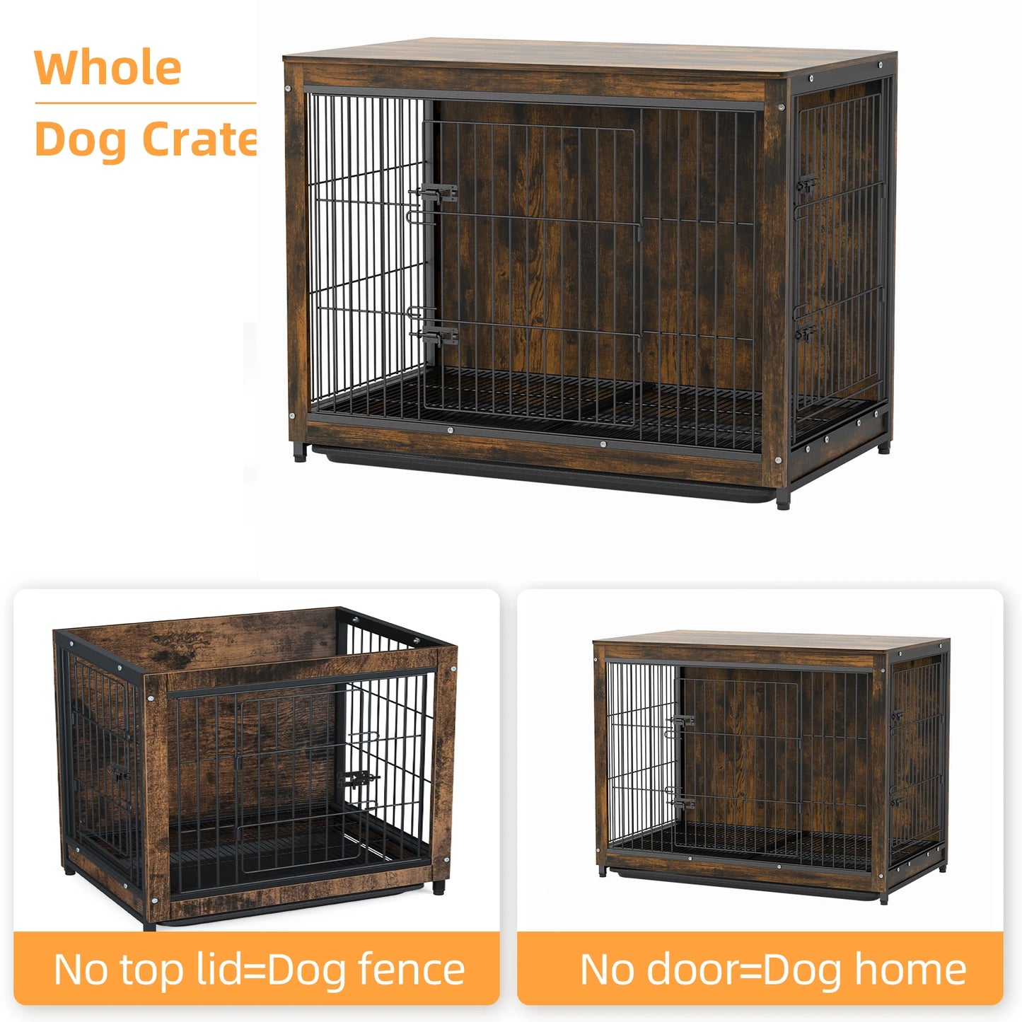 Spacious Dog Cage Furniture End Table Pet Kennel Crate Indoor Wooden Brown Medium and Large Animal Cage