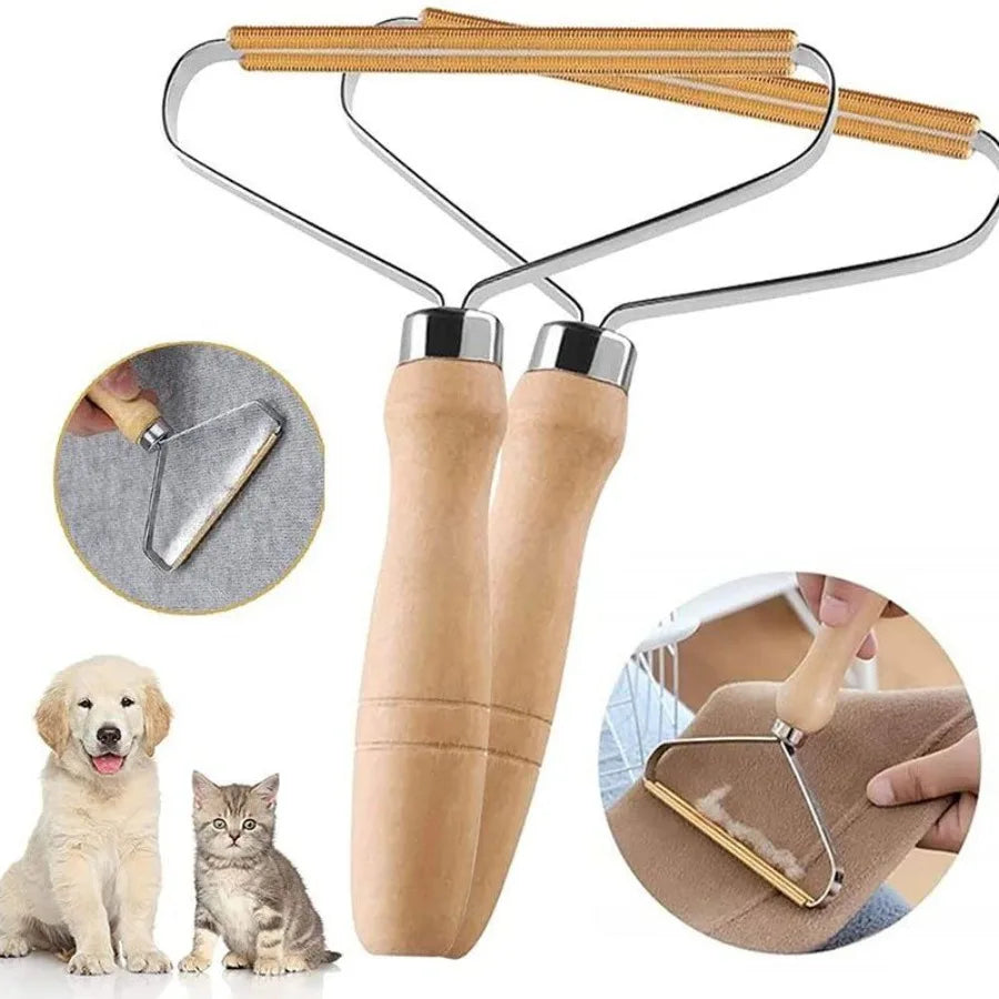Pet Hair Remover Brush For Dog Cat; Dog Hair Removal Brush With Wood Handle For Clothes; Blankets