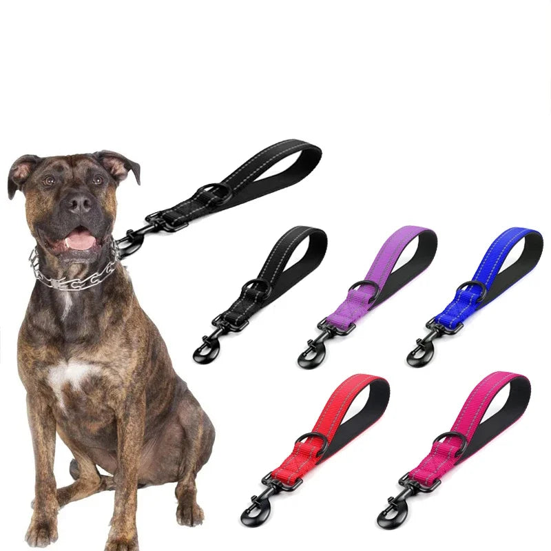 Dog Leash 30 45 60cm Short Nylon Leash for Large Dogs Walking with Zinc Alloy Lock Lockable 360 Degree Rotation
