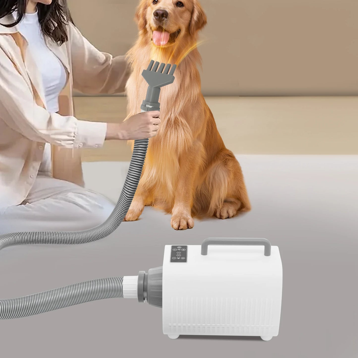 Professional Pet Hair Dryer for Dogs & Cats, 2100W High-Speed Blower, Adjustable Temp & 9 Speed Settings, with LED Display