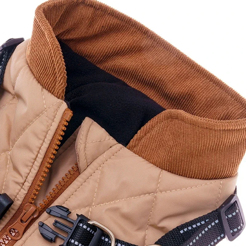 Winter Dog Clothes Zippered Harness Dog Coat Warm Pet Clothing Small Medium Dogs Jacket Chihuahua French Bulldog Coat Costume